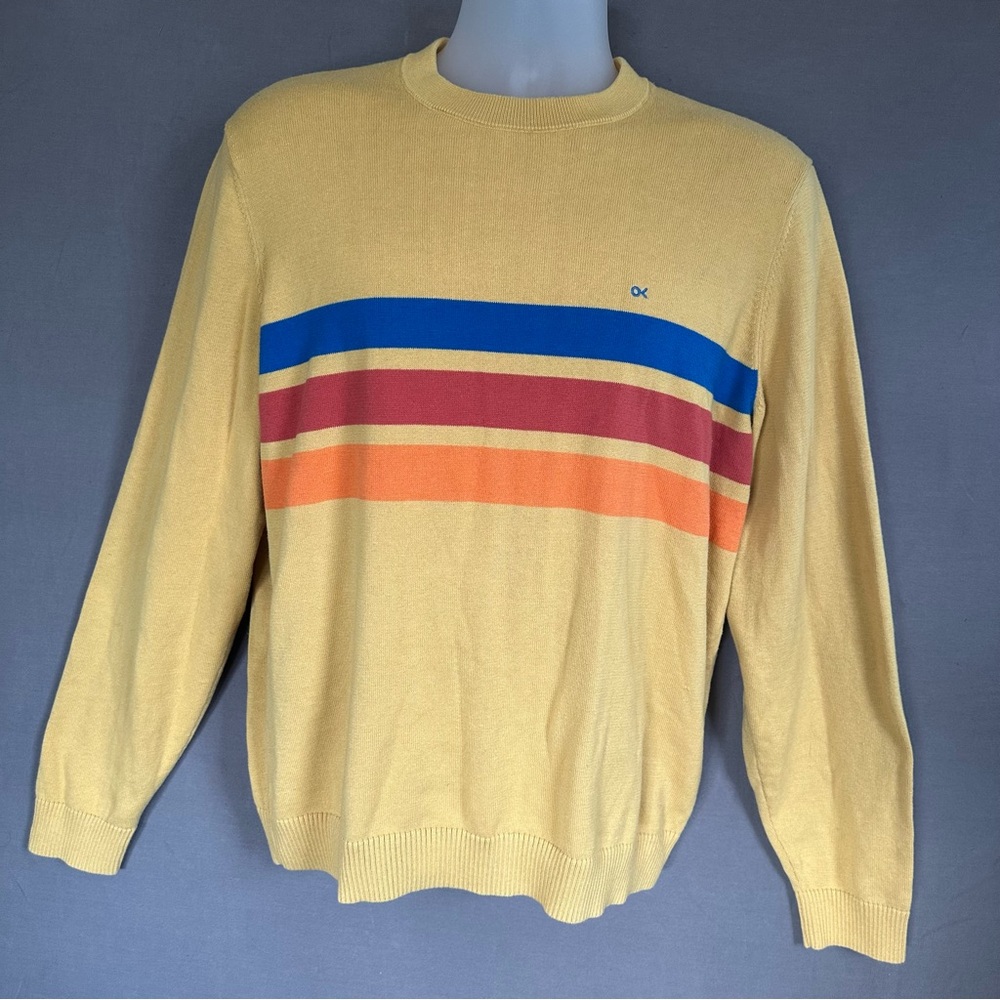 Outerknown Sustainable Yellow With Stripes Pullover Knit Sweater Men’s L